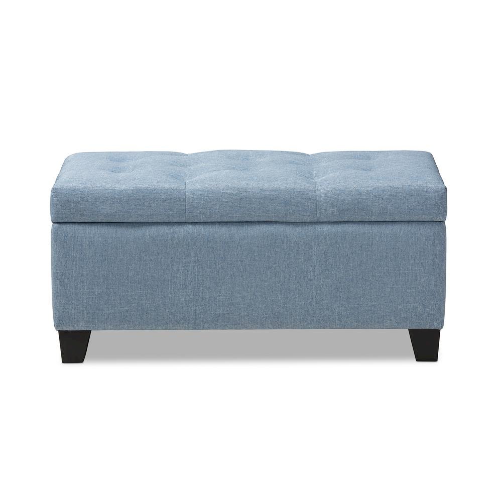 Michaela Modern and Contemporary Light Blue Fabric Upholstered Storage Ottoman