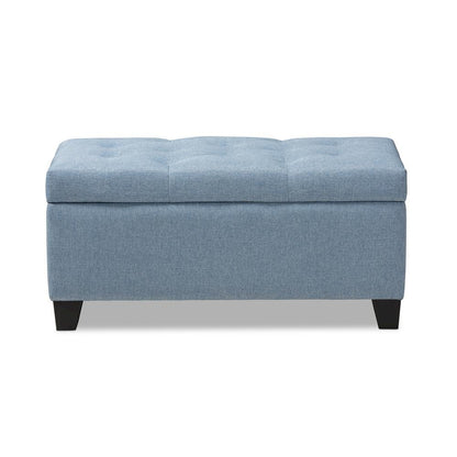 Michaela Modern and Contemporary Light Blue Fabric Upholstered Storage Ottoman