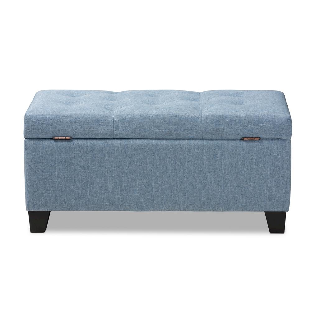 Michaela Modern and Contemporary Light Blue Fabric Upholstered Storage Ottoman