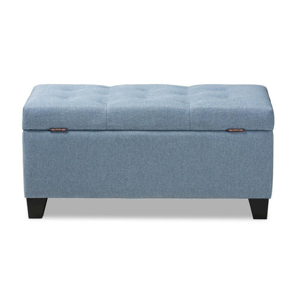 Michaela Modern and Contemporary Light Blue Fabric Upholstered Storage Ottoman