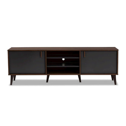 Baxton Studio Samuel Mid-Century Modern Brown and Dark Grey Finished TV Stand