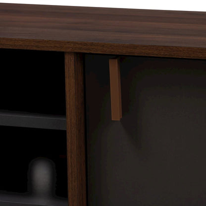 Baxton Studio Samuel Mid-Century Modern Brown and Dark Grey Finished TV Stand