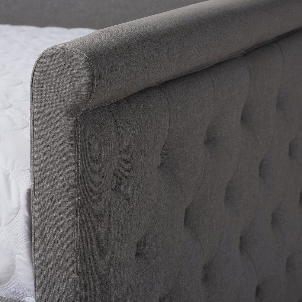 Grey Fabric Upholstered Full Size Daybed with Trundle