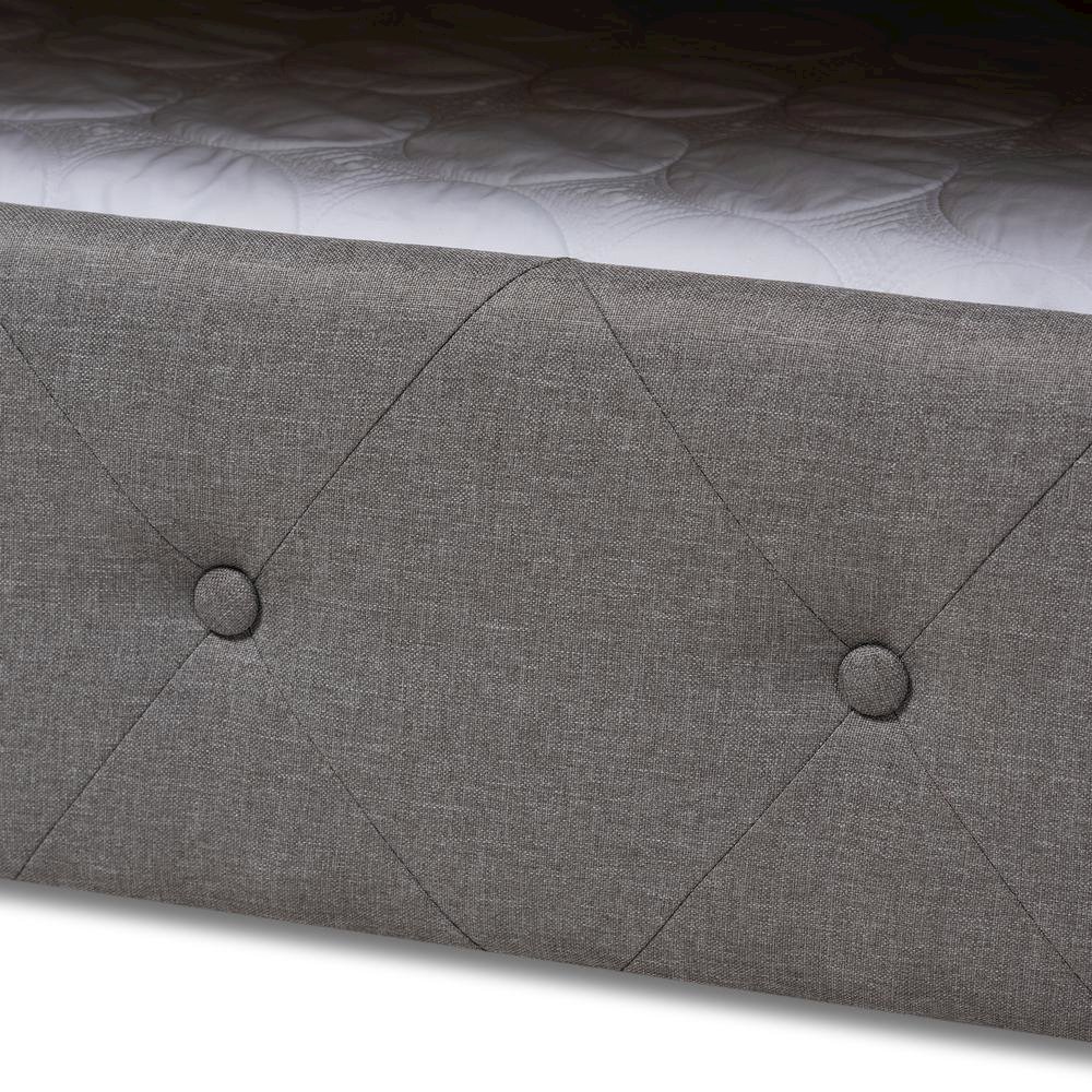 Grey Fabric Upholstered Full Size Daybed with Trundle