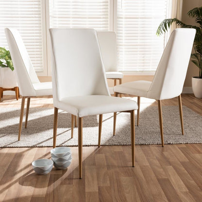 White Faux Leather Upholstered Dining Chair (Set of 4)