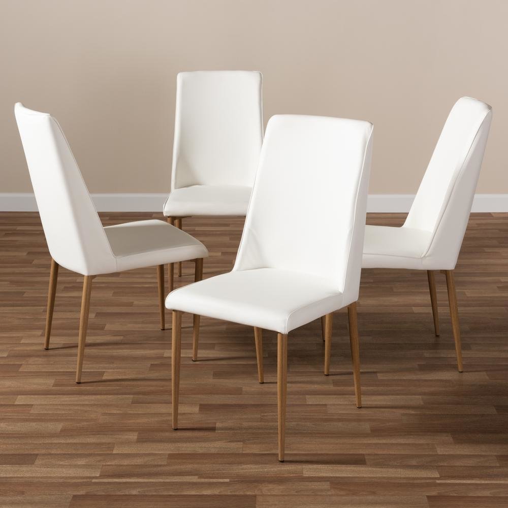 White Faux Leather Upholstered Dining Chair (Set of 4)