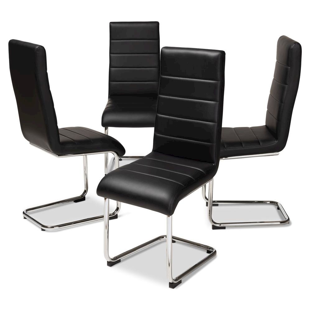 Black Faux Leather Upholstered Dining Chair (Set of 4)