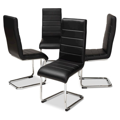 Black Faux Leather Upholstered Dining Chair (Set of 4)