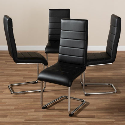 Black Faux Leather Upholstered Dining Chair (Set of 4)