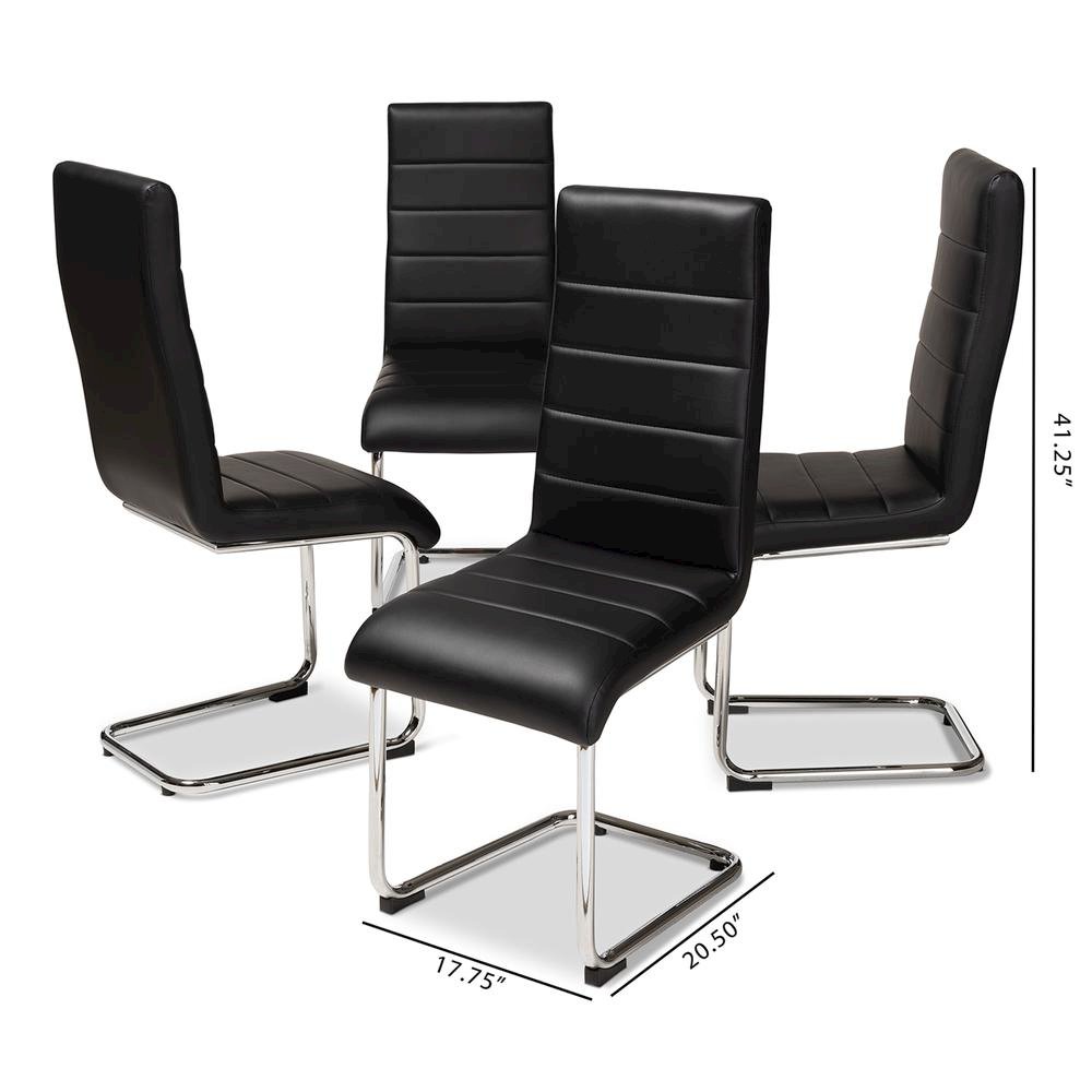 Black Faux Leather Upholstered Dining Chair (Set of 4)