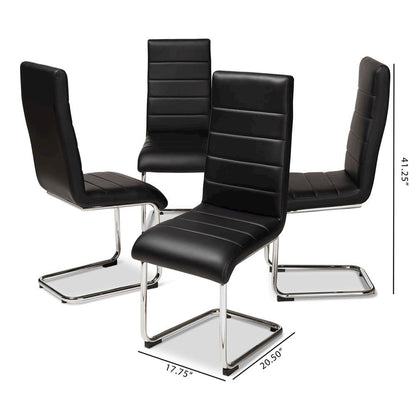 Black Faux Leather Upholstered Dining Chair (Set of 4)
