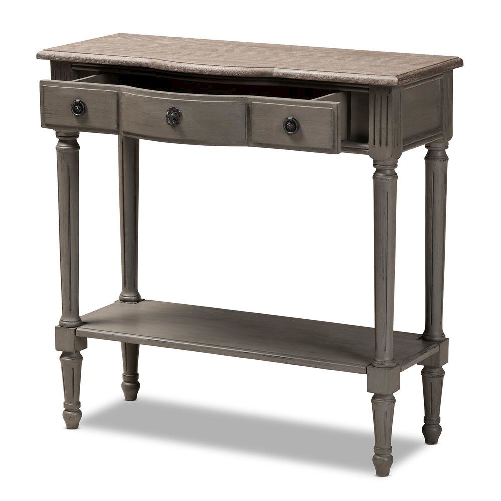 Baxton Studio Noelle French Provincial Gray Finished 1-Drawer Wood Console Table