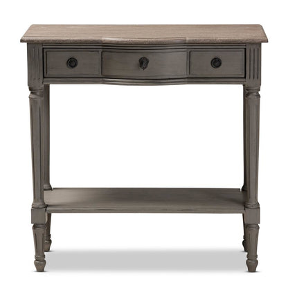 Baxton Studio Noelle French Provincial Gray Finished 1-Drawer Wood Console Table