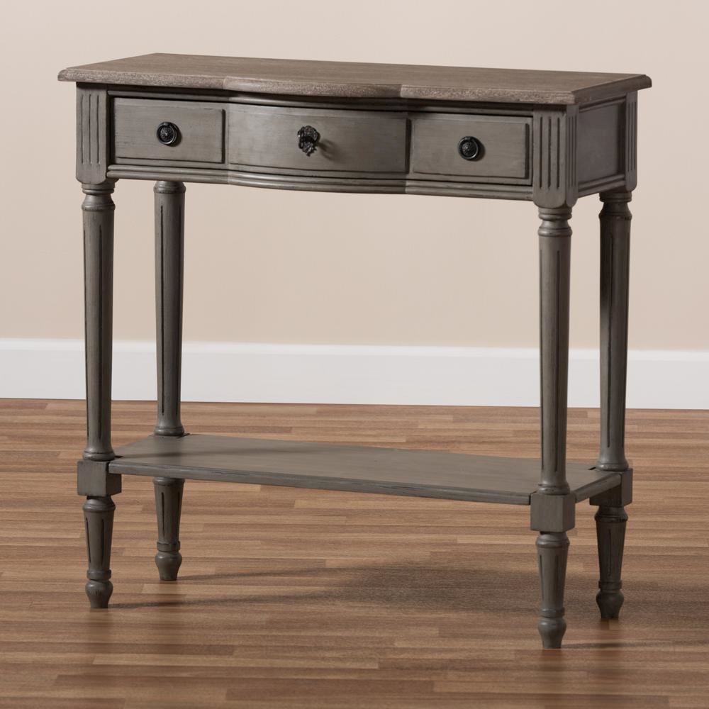 Baxton Studio Noelle French Provincial Gray Finished 1-Drawer Wood Console Table