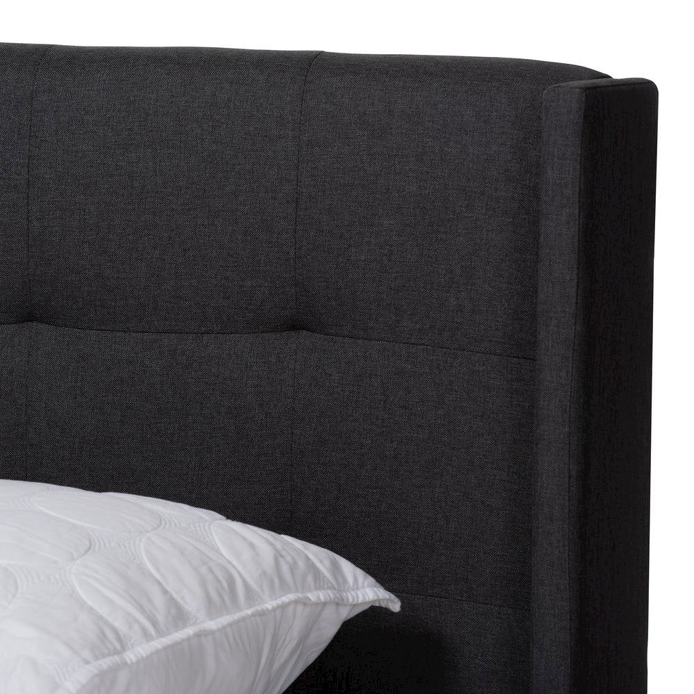 Lisette Modern and Contemporary Charcoal Grey Fabric Upholstered Queen Size Bed