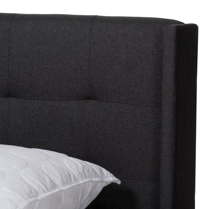 Lisette Modern and Contemporary Charcoal Grey Fabric Upholstered Queen Size Bed