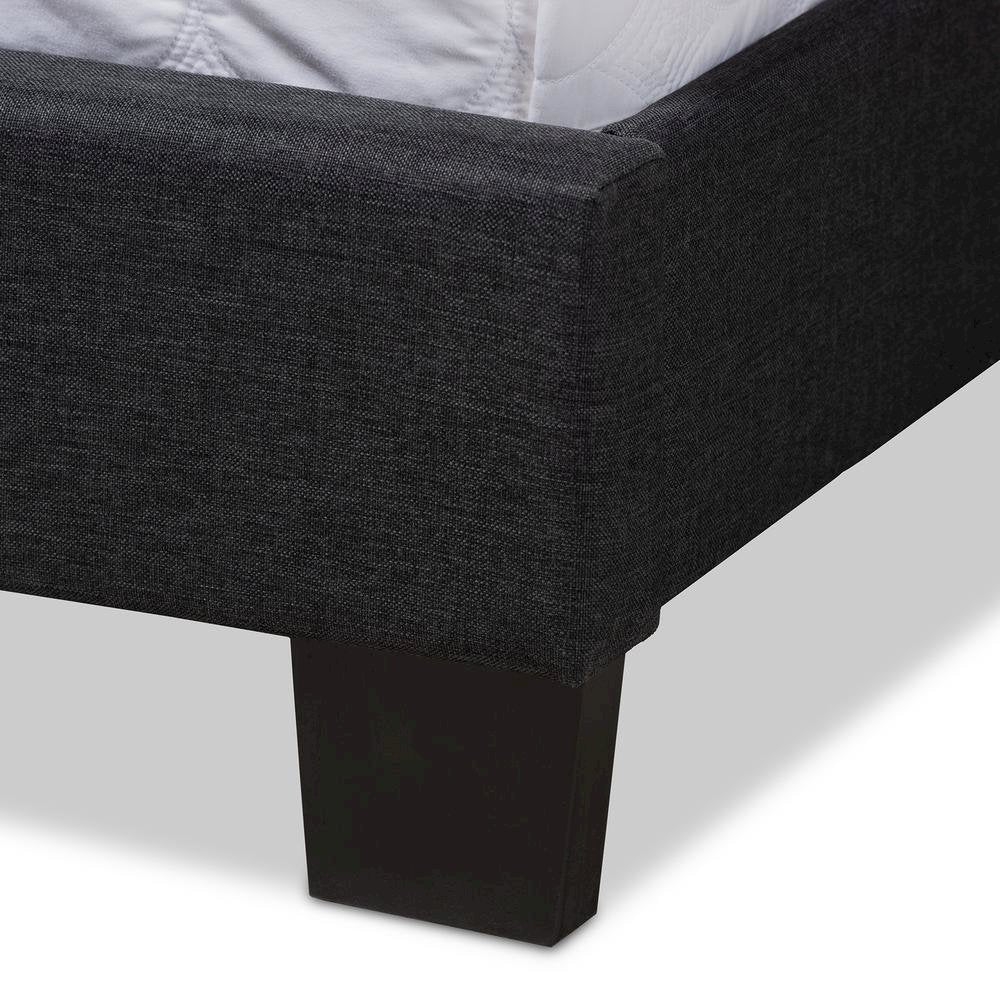 Lisette Modern and Contemporary Charcoal Grey Fabric Upholstered Queen Size Bed