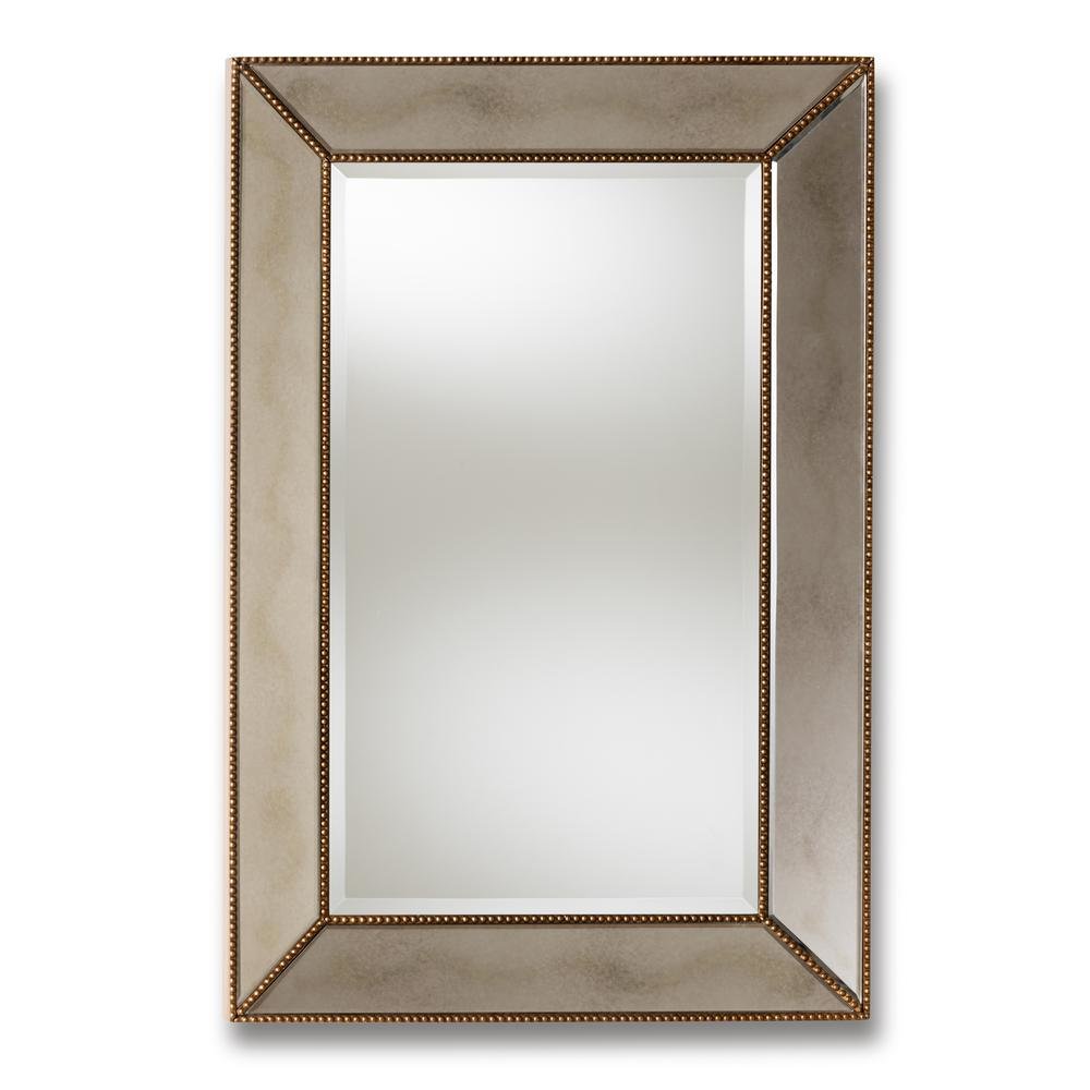Antique Gold Finished Rectangular Accent Wall Mirror