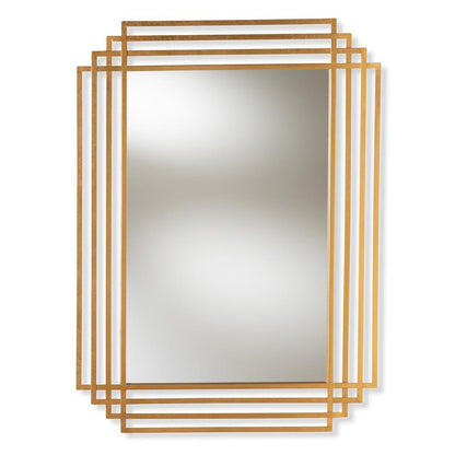 Kalinda Art Deco Antique Gold Finished Rectangular Accent Wall Mirror