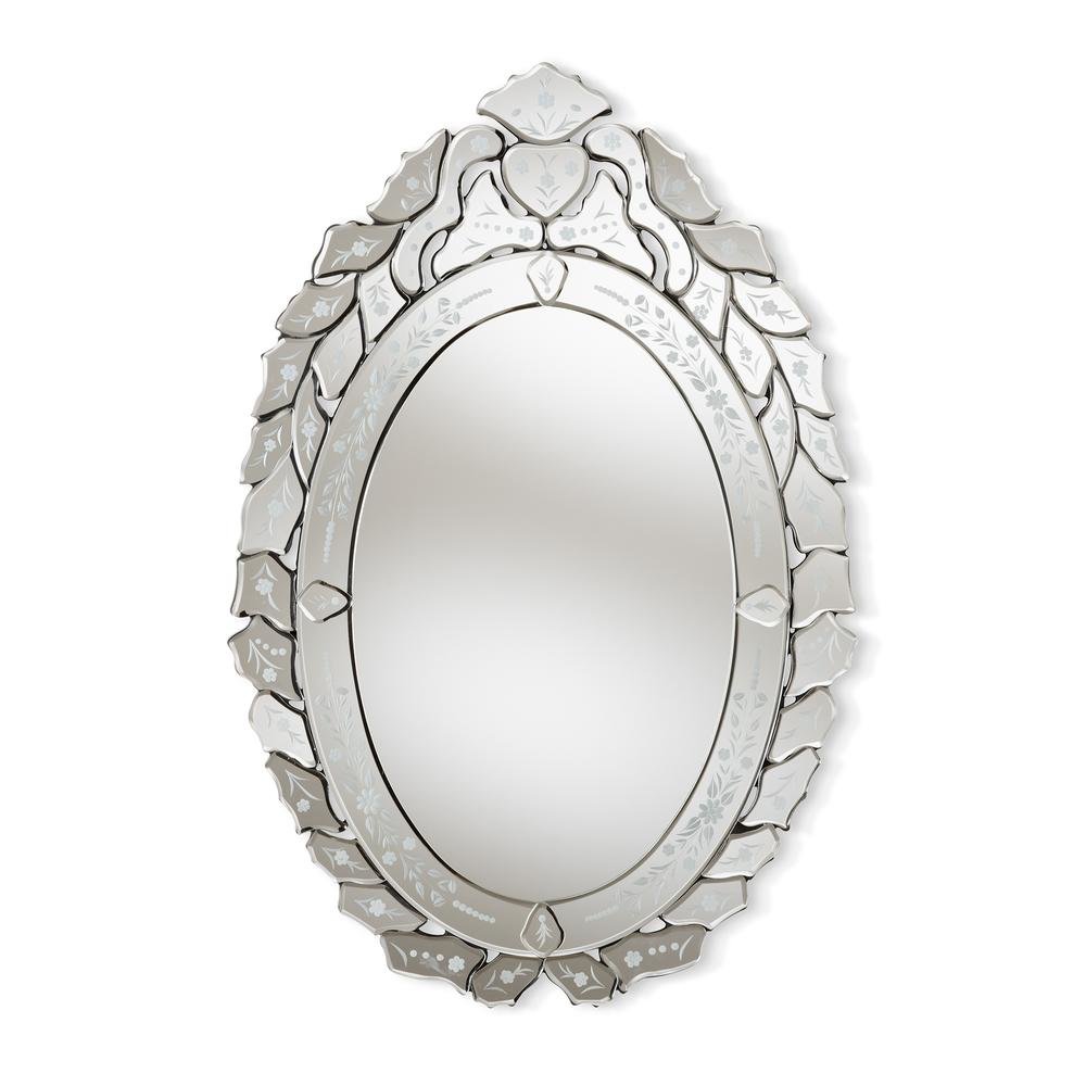 Livia Classic and Traditional Silver Finished Venetian Style Accent Wall Mirror