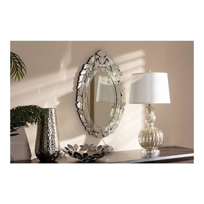 Livia Classic and Traditional Silver Finished Venetian Style Accent Wall Mirror