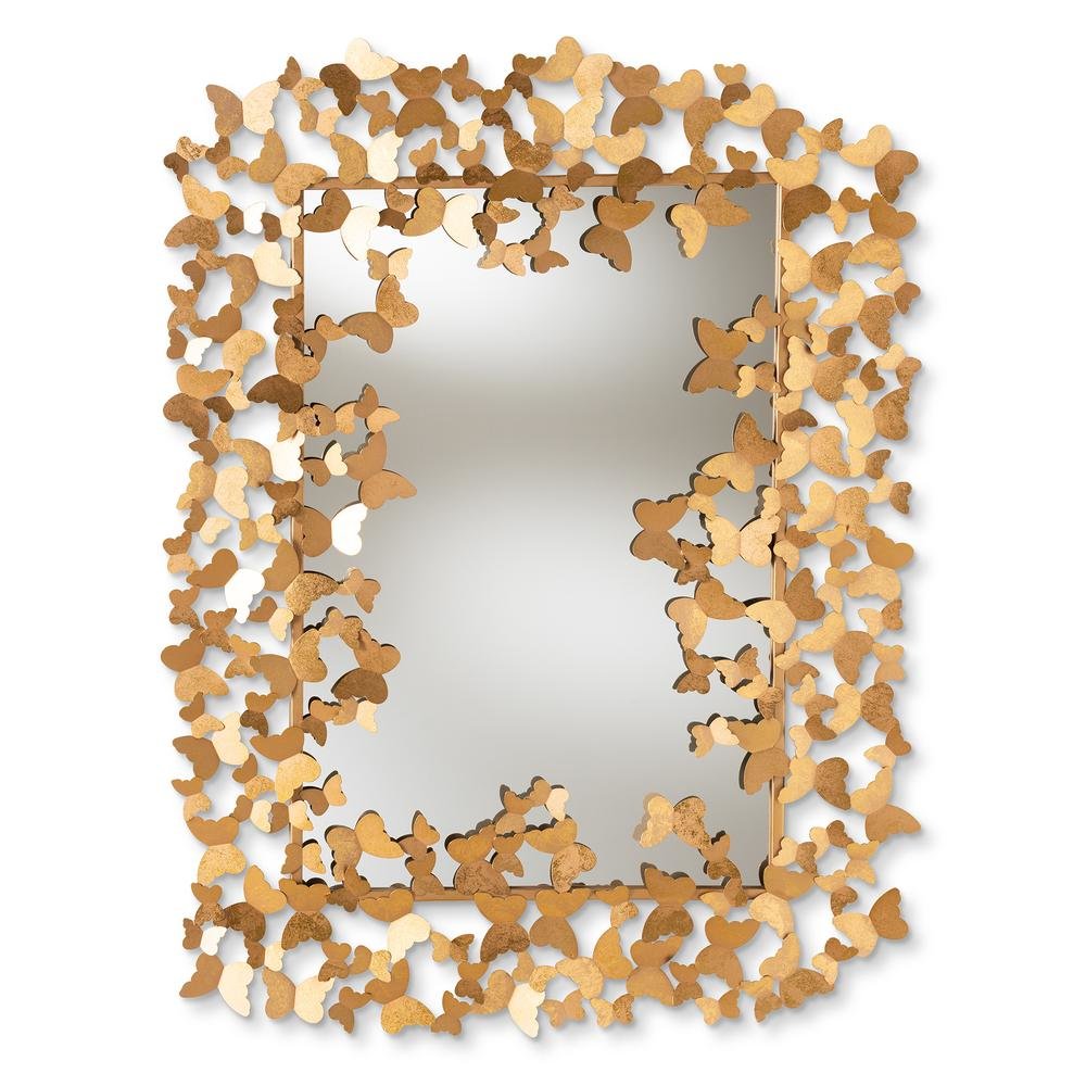 Antique Gold Finished Butterfly Accent Wall Mirror