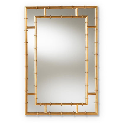 Adra Modern and Contemporary Gold Finished Bamboo Accent Wall Mirror