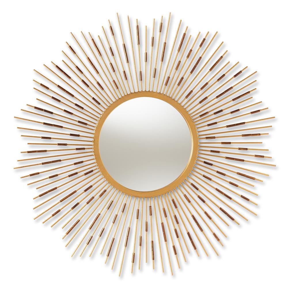 Apollonia Modern and Contemporary Gold Finished Sunburst Accent Wall Mirror