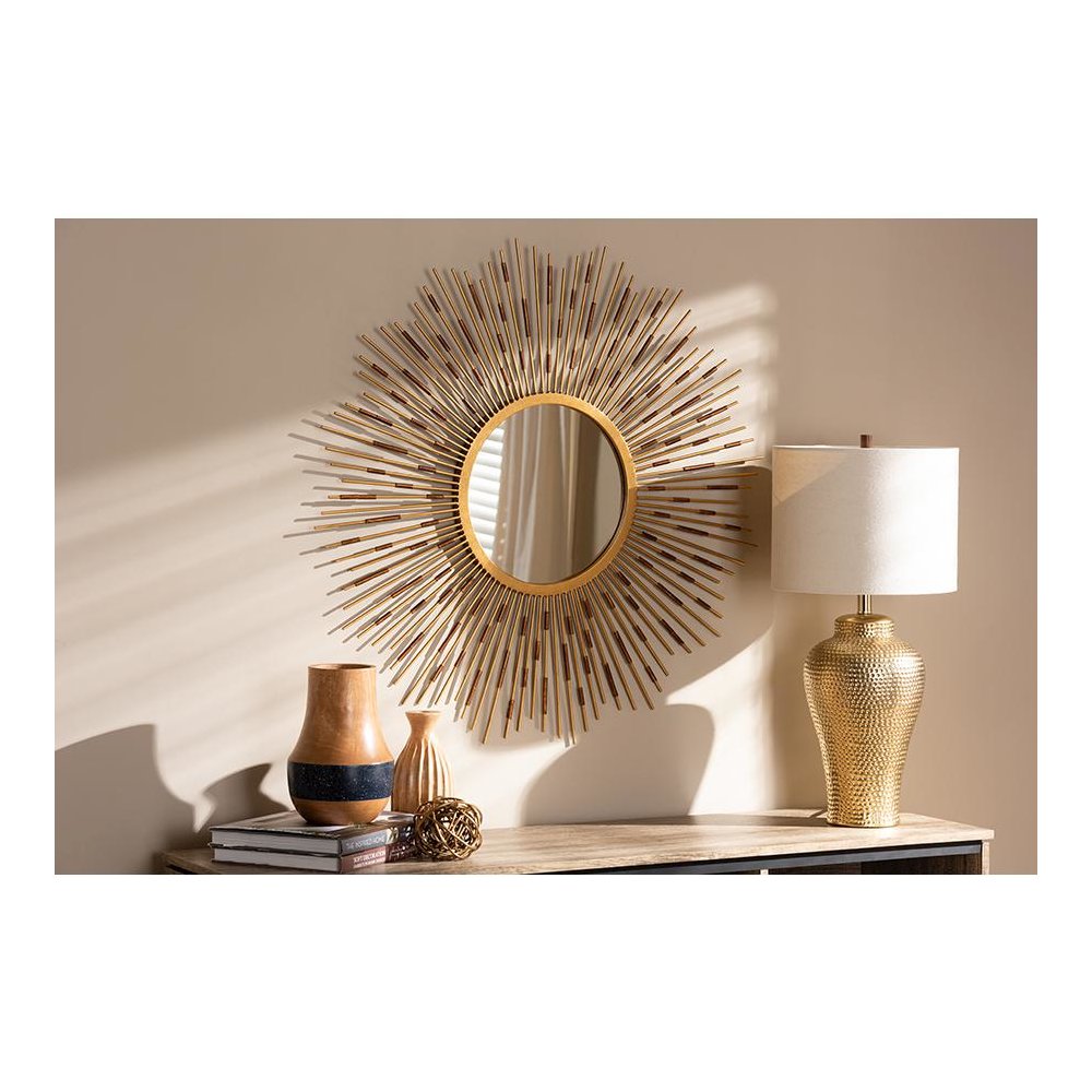 Apollonia Modern and Contemporary Gold Finished Sunburst Accent Wall Mirror