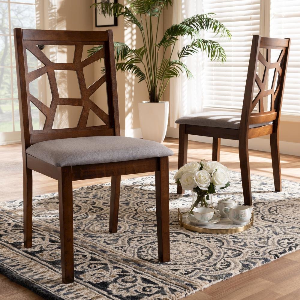 Walnut Brown Finished Dining Chair Set of 2