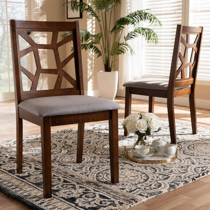 Walnut Brown Finished Dining Chair Set of 2