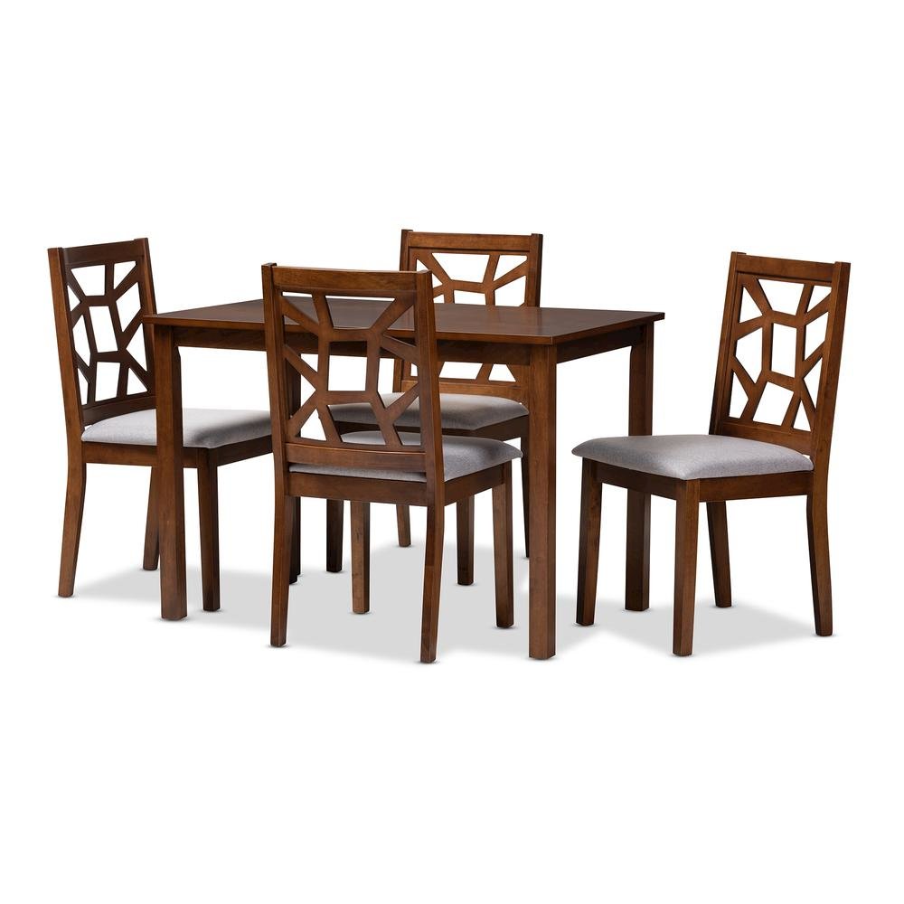 Grey Fabric Upholstered 5-Piece Dining Set