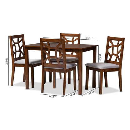 Grey Fabric Upholstered 5-Piece Dining Set