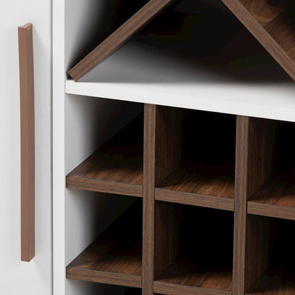 Baxton Studio Pietro Mid-Century Modern White and Brown Finished Wine Cabinet