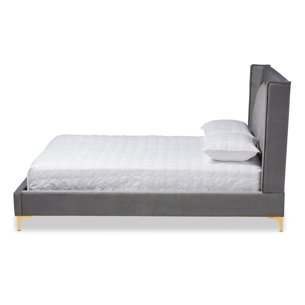 Queen Size Platform Bed with Gold-Finished Legs