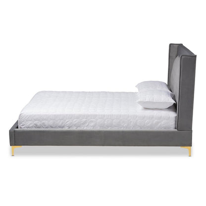 Queen Size Platform Bed with Gold-Finished Legs