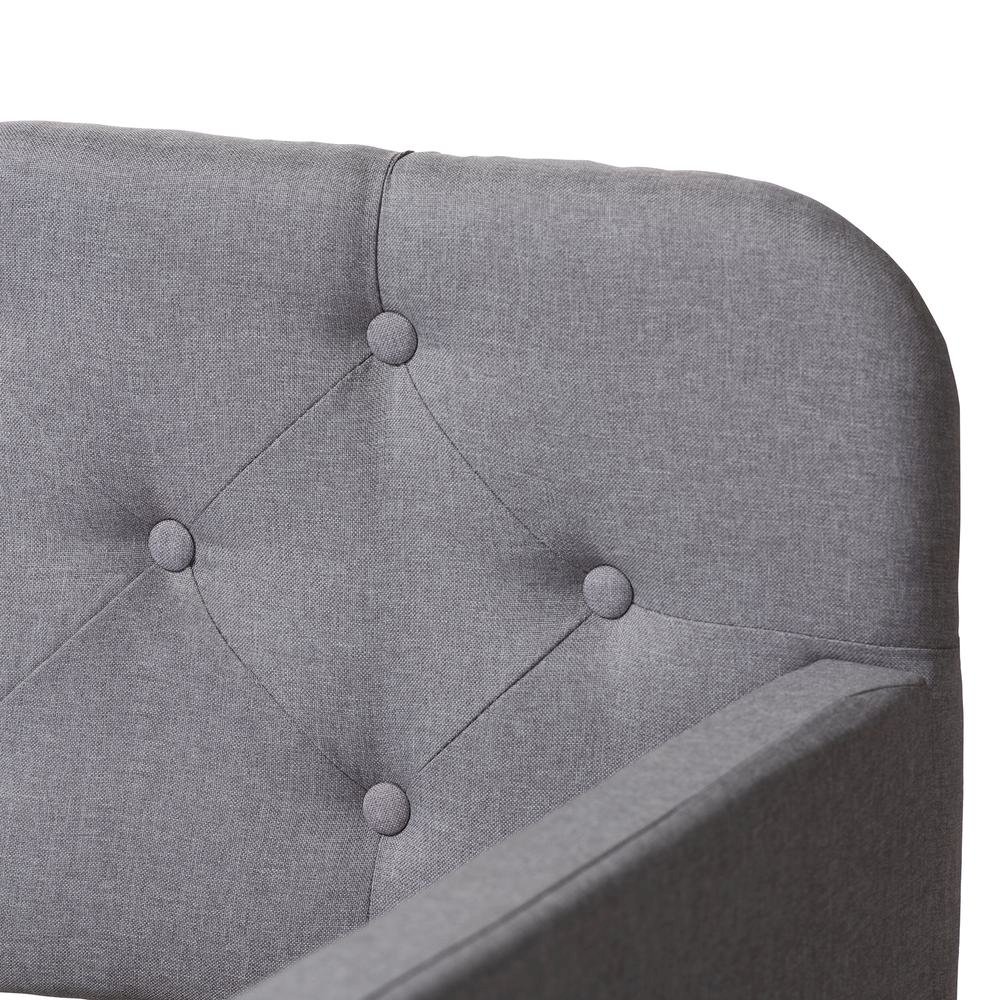 Upholstered Button-Tufted Twin Size Sofa Daybed with Roll-Out Trundle Guest Bed