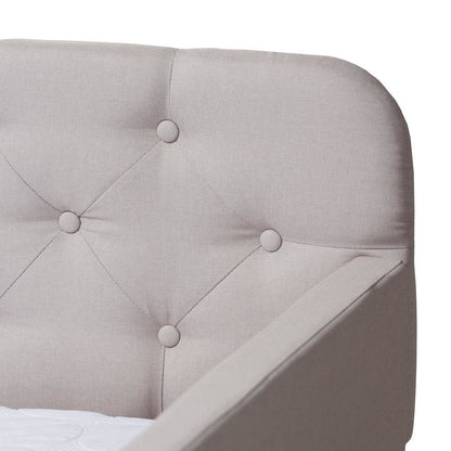 Upholstered Button-Tufted Twin Size Sofa Daybed with Roll-Out Trundle Guest Bed