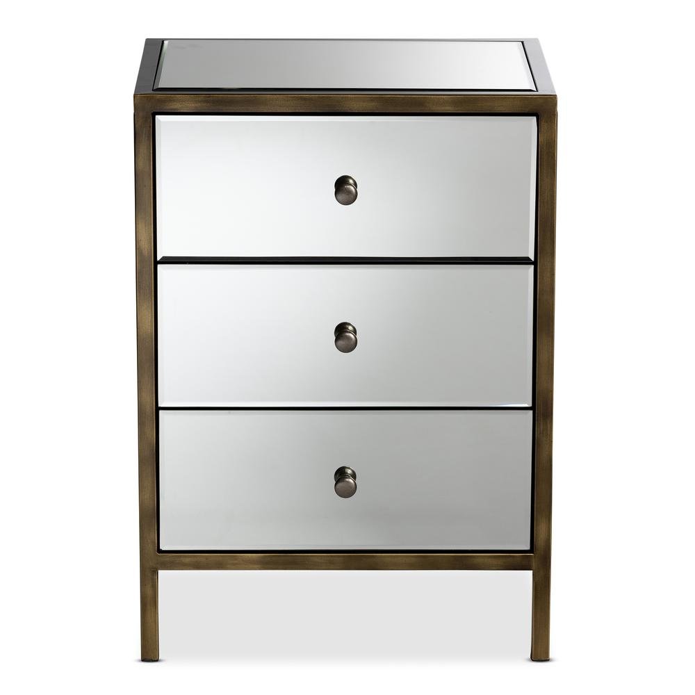 Hollywood Regency Glamour Style Mirrored 3-Drawer End Table