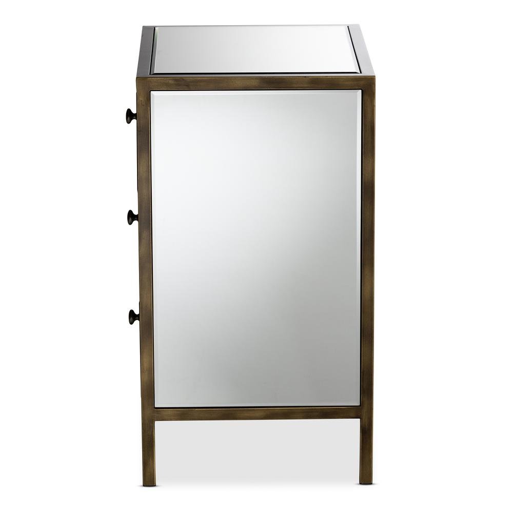 Hollywood Regency Glamour Style Mirrored 3-Drawer End Table