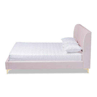 Queen Size Platform Bed with Gold-Tone Legs