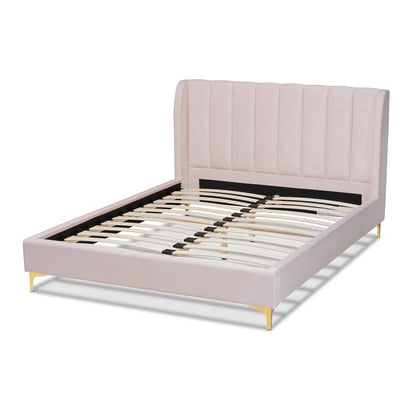 Queen Size Platform Bed with Gold-Tone Legs