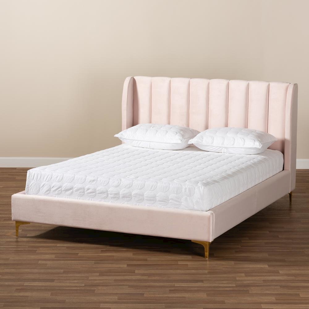 Queen Size Platform Bed with Gold-Tone Legs