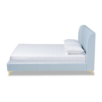 Queen Size Platform Bed with Gold-Tone Legs
