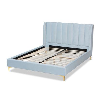 Queen Size Platform Bed with Gold-Tone Legs
