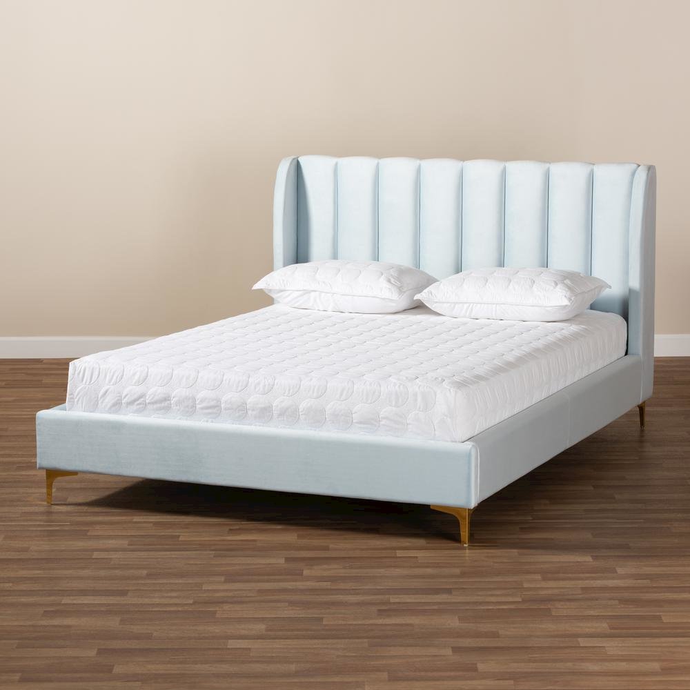 Queen Size Platform Bed with Gold-Tone Legs