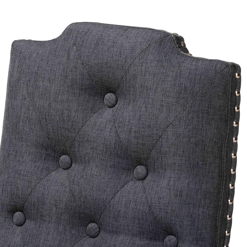 Dark Grey Fabric Upholstered and Dark Brown Finished Wood 7-Piece Dining Set