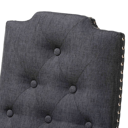 Dark Grey Fabric Upholstered and Dark Brown Finished Wood 7-Piece Dining Set