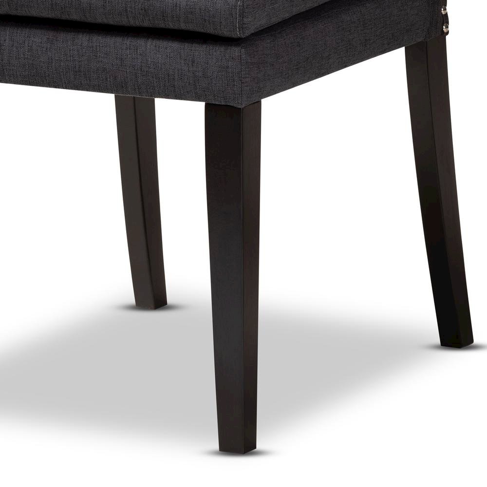 Dark Grey Fabric Upholstered and Dark Brown Finished Wood 7-Piece Dining Set