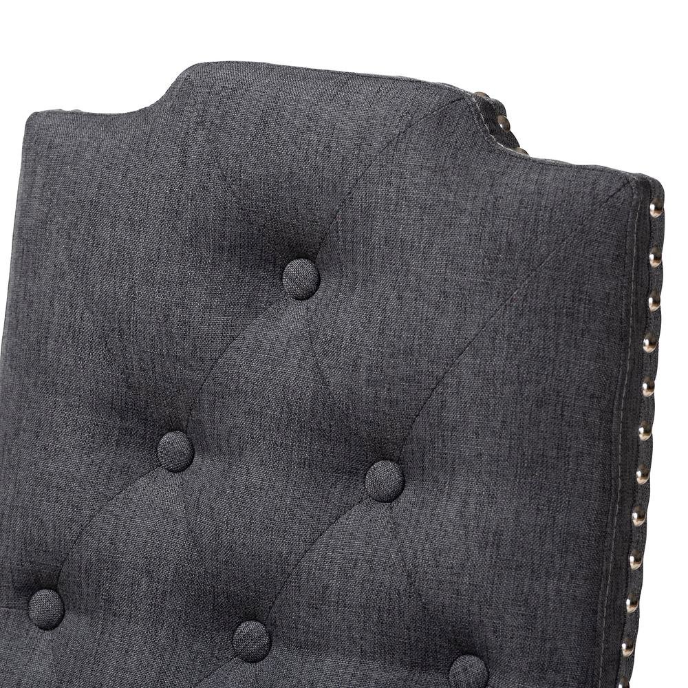 Charcoal Fabric Upholstered Button Tufted Wood Dining Chair Set of 2